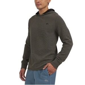 NWT Quiksilver Hoodie Men M Gray DryFlight Waffle Knit 4-Way Stretch Pullover